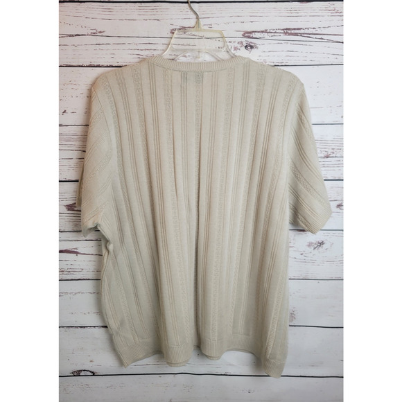 Alfred Dunner Short Sleeve Top Tan Striped Down Knit Ribbed Women's Plus Size 1X - Picture 6 of 7